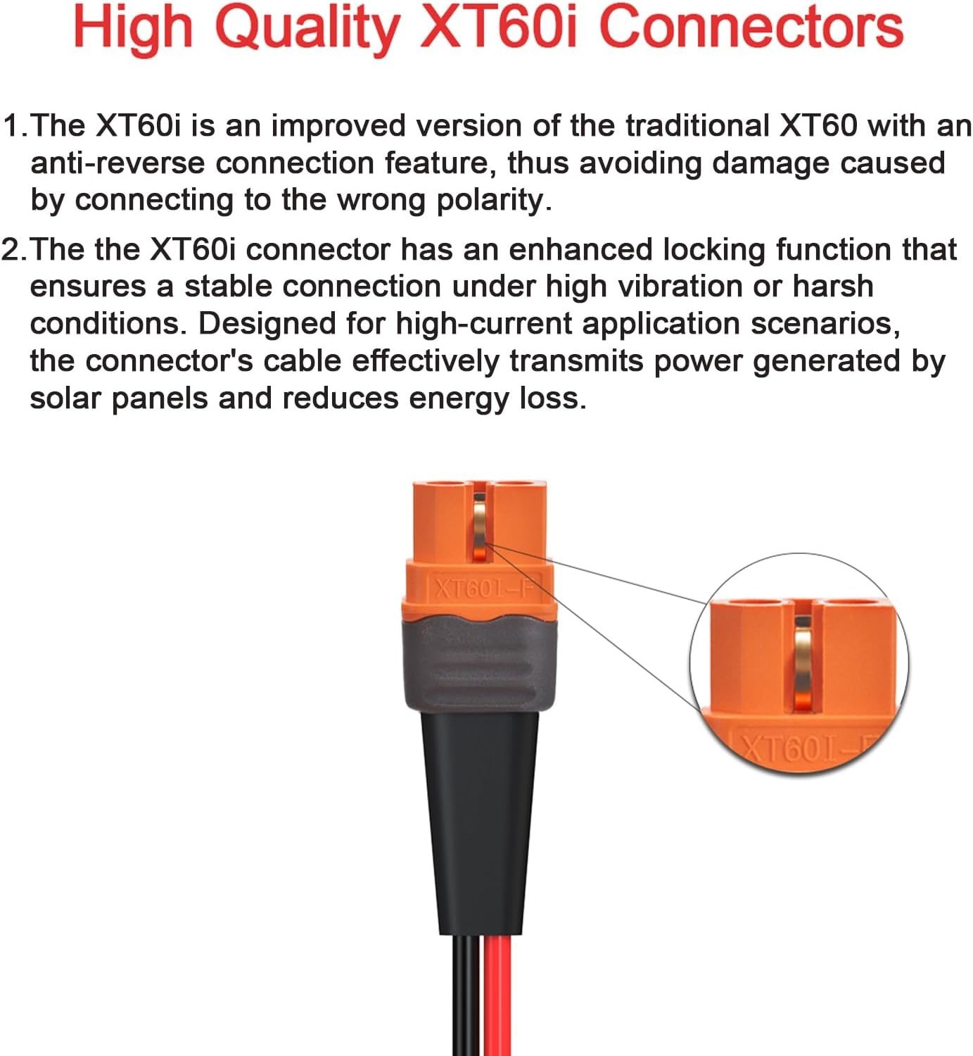 Solar to XT60i Cable 2 10 25 35 50 75 100FT Solar Connector to XT60i 10AWG 2FT