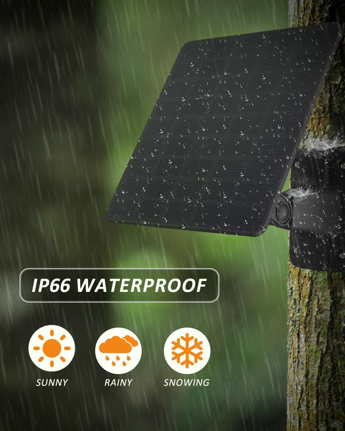 Solar Trail Camera Power Supply, 5000mAh, IP66 Waterproof, High-Efficiency Charg