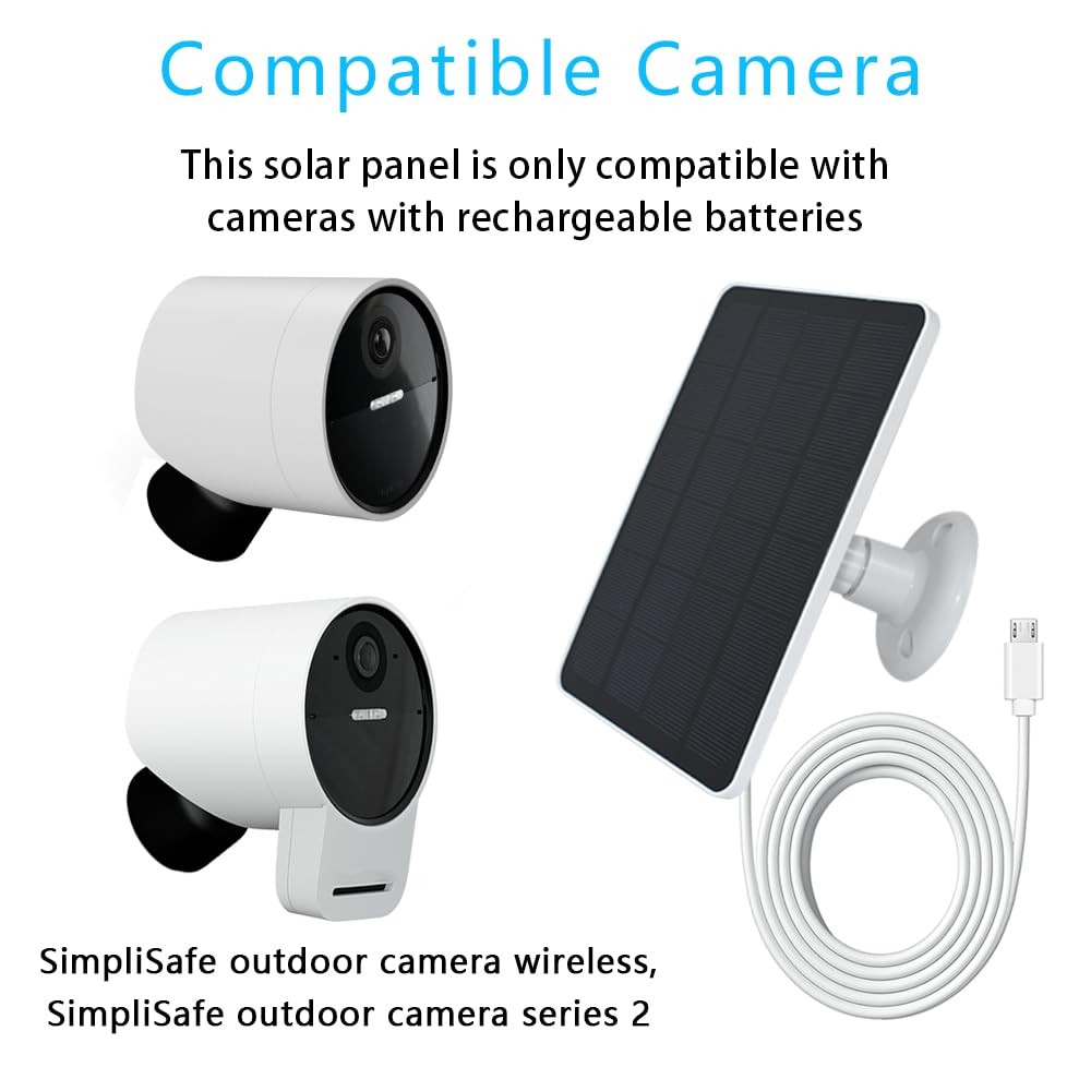 Solar Panel Compatible with SimpliSafe Outdoor Camera Series 2 Wireless, 4W 5V
