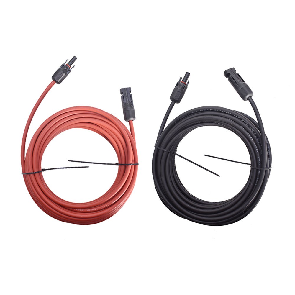 25 Feet 10AWG Black + Red Solar Panel Extension Cable Wire Connector 1 Pair