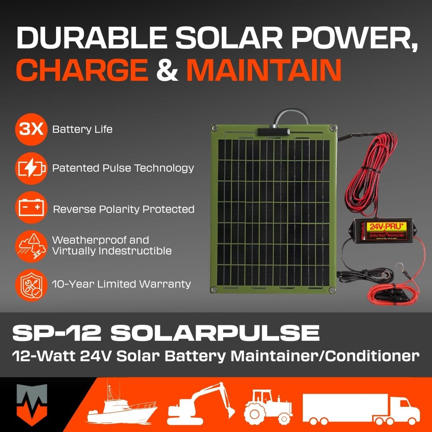 PulseTech SP-12-12-Watt 24 Volt Solar Pulse Battery Charge Maintainer/Conditi…