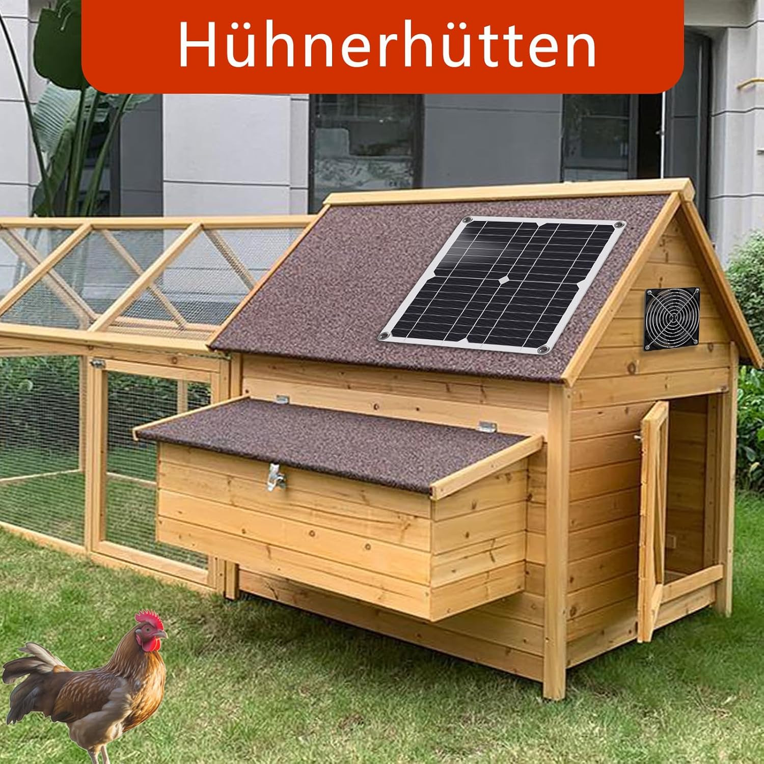 12W Weatherproof Solar Fan for Chicken Coops, Greenhouses, and Sheds