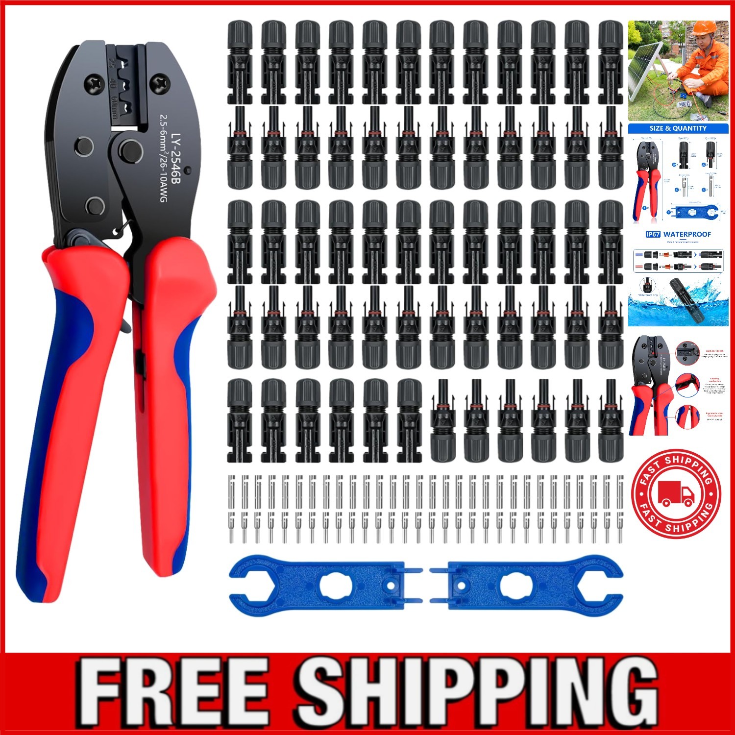 Comprehensive Solar Crimping Tool Kit – 60 Connectors for Reliable Installations
