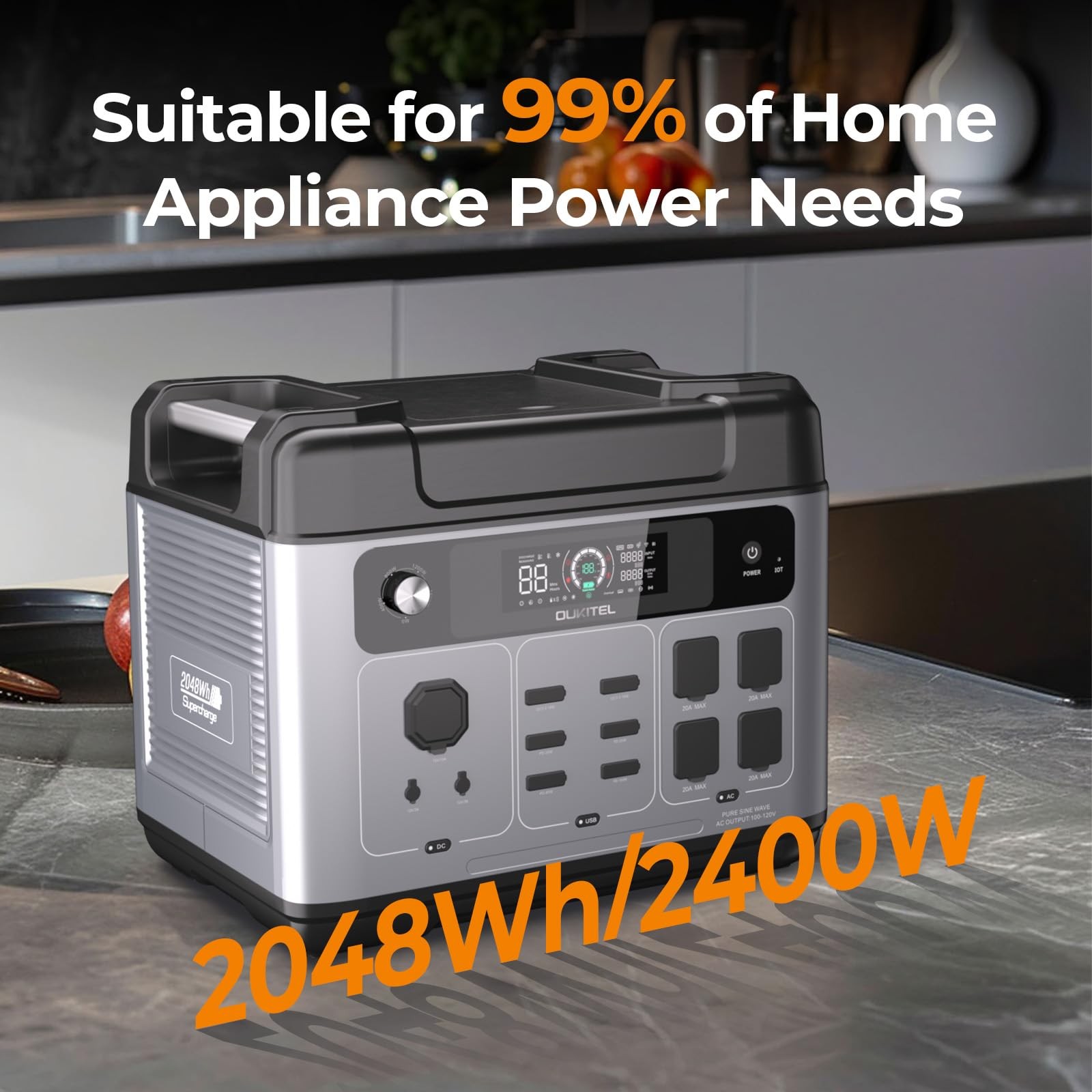 P2001 PLUS 2400W Portable Power Station, 2048Wh Capacity with 200W Solar Panel