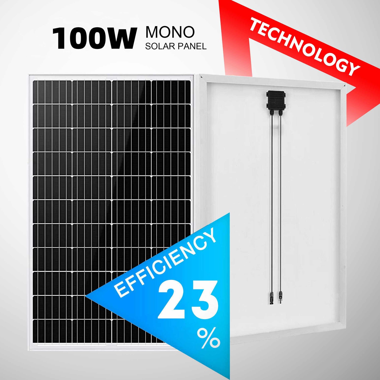 100W 12V Mono Solar Panel 100 Watts New Energy Solar Panel PV Power Off-Grid US