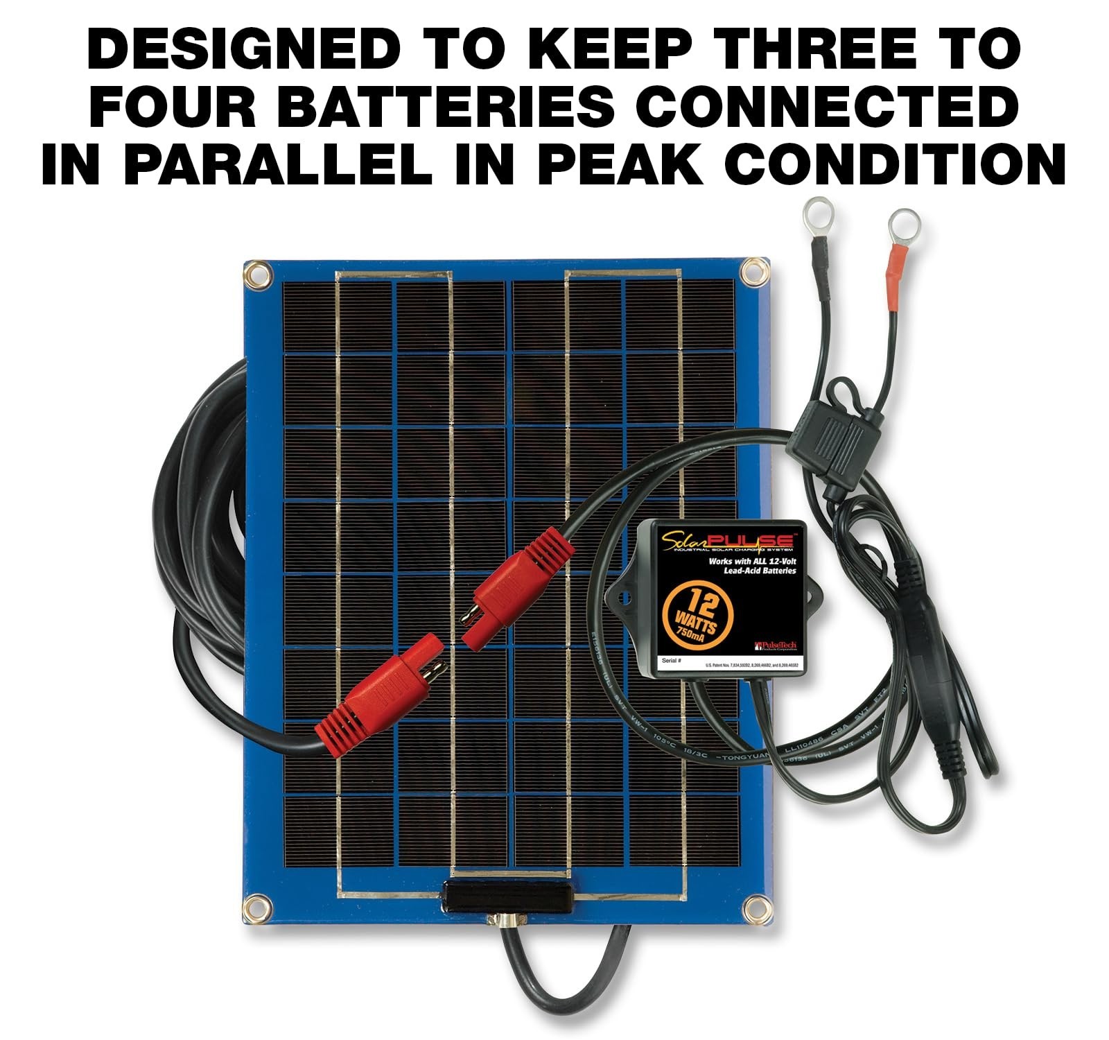 PulseTech SolarPulse SP-12 Solar Battery Charger Maintainer, 12 Watt, Blue