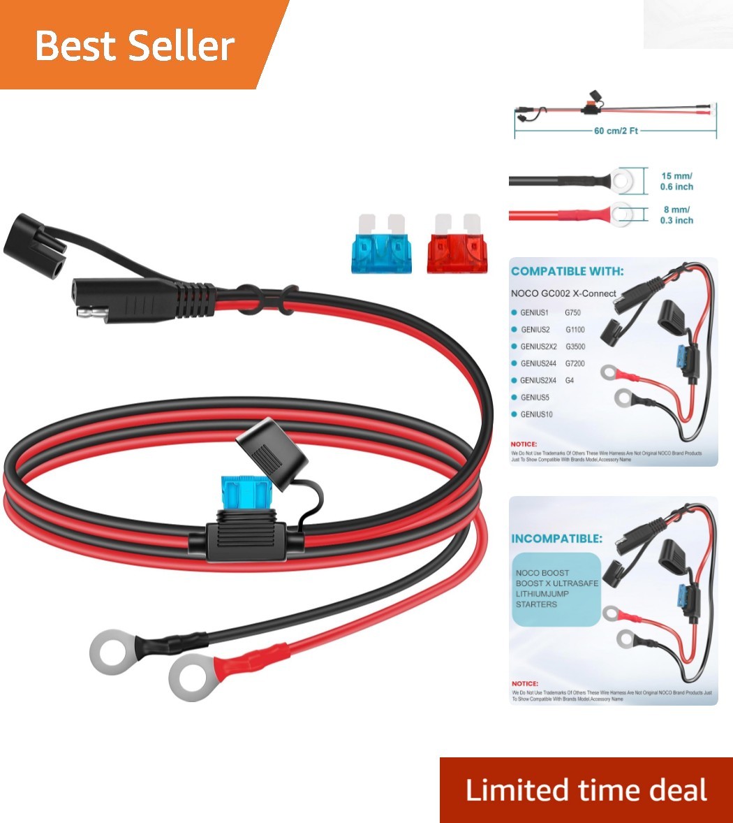 Versatile 2FT SAE Battery Connector – Reliable Extension Cable for Outdoor Use