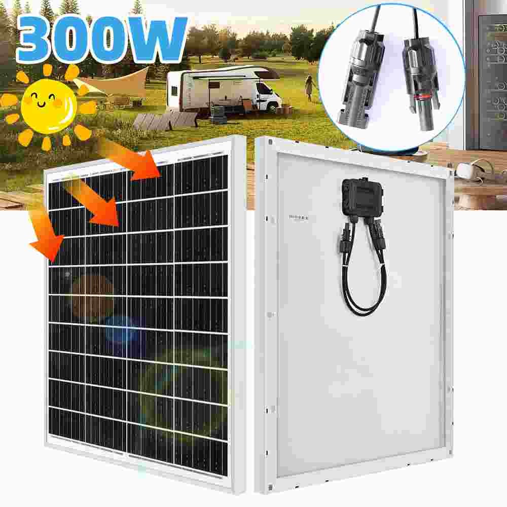 300W Watt 12V Mono Off-Grid Solar Panel PV Module for RV Marine Home Camping US