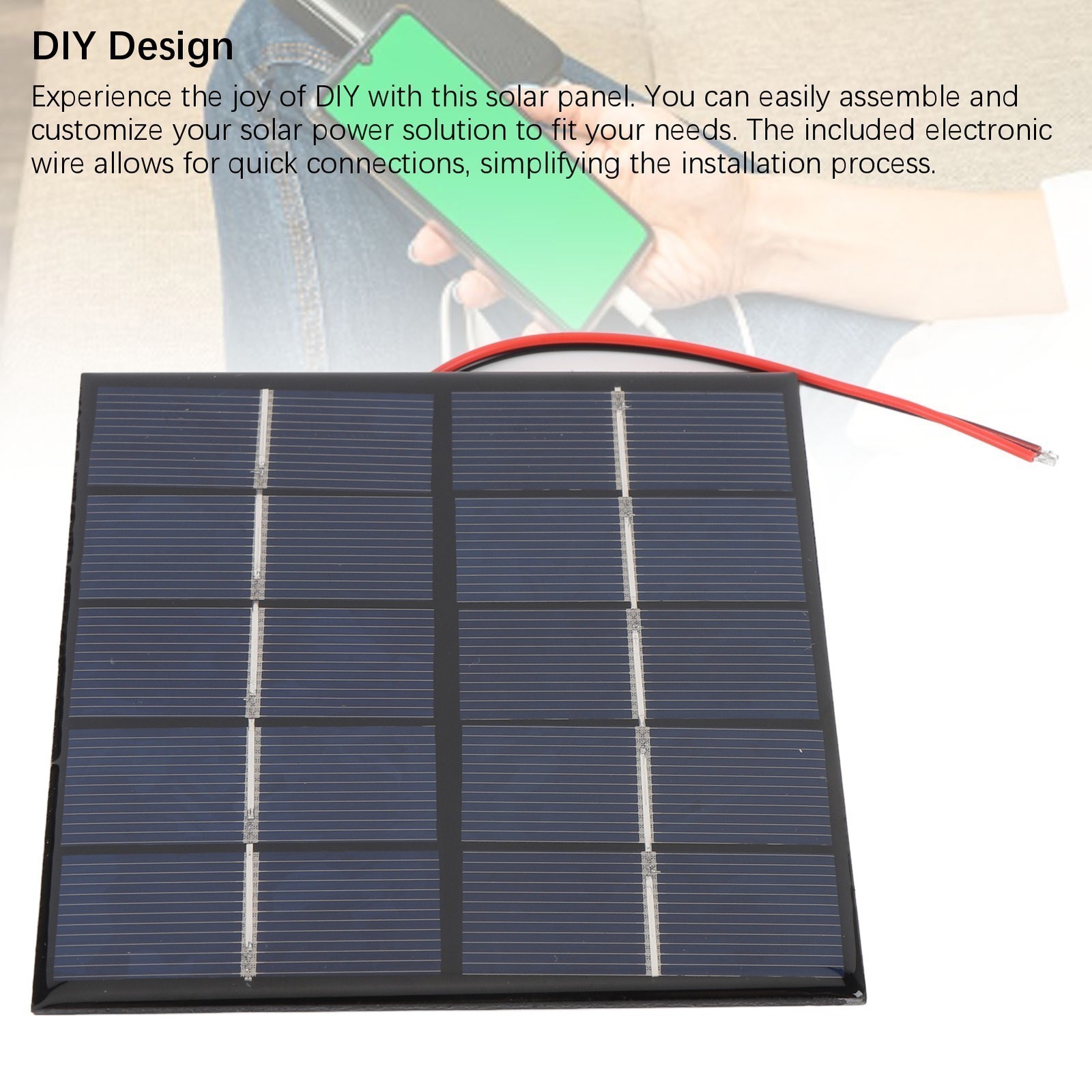2PCS 1.2W 5V Small Solar Panel DIY Polysilicon with Electronic Wire for Phone
