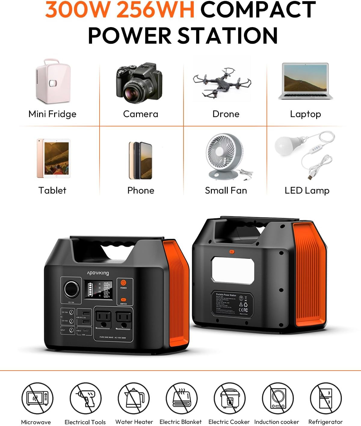 Solar Powered Generator, 300W Portable Power Station with Solar Panel 40W Includ