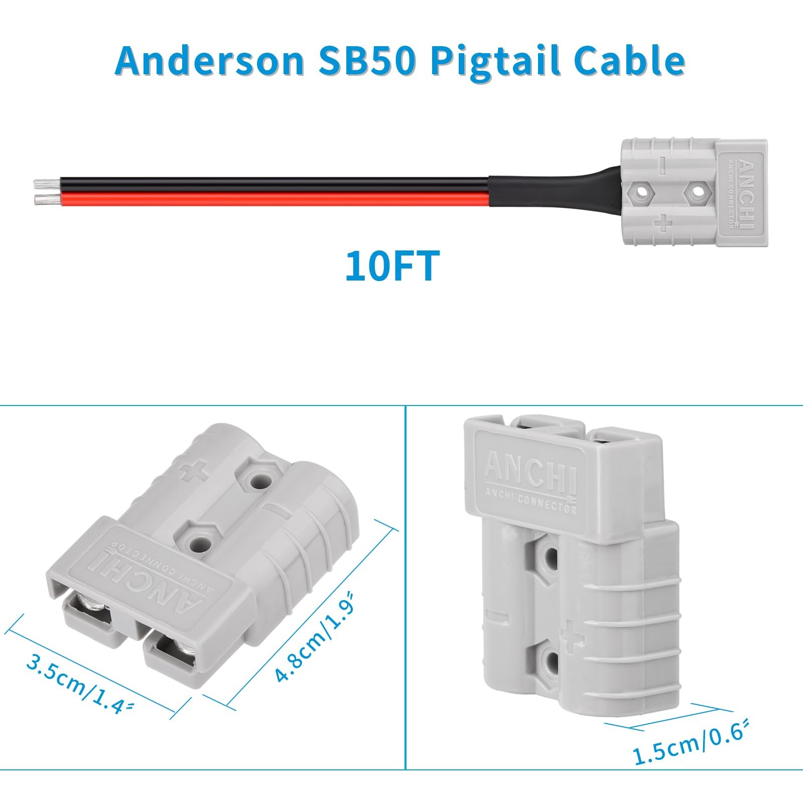 10AWG 10FT Anderson Connector 50 Amp Cable,Anderson SB50 Plug Battery Quick C…