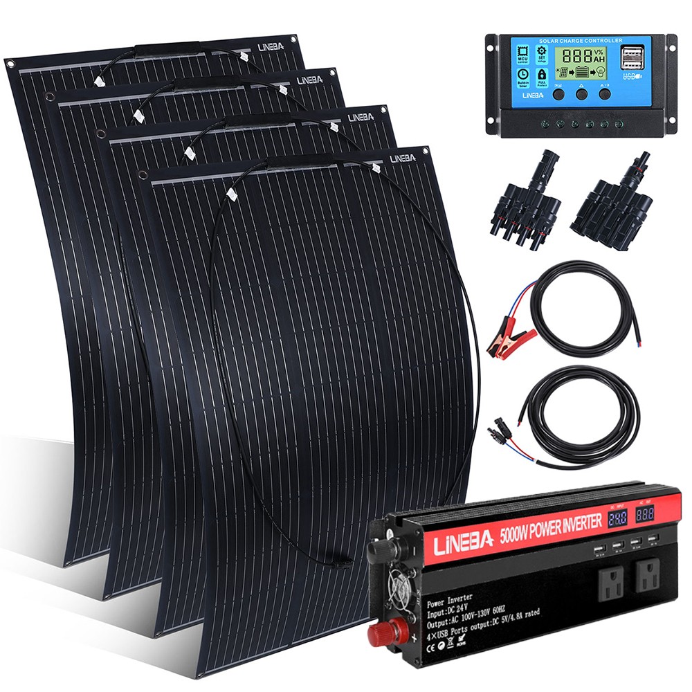 Complete 5000W Off-Grid Solar Kit 5000W Inverter 400W [4x100W] Solar Panels 110V