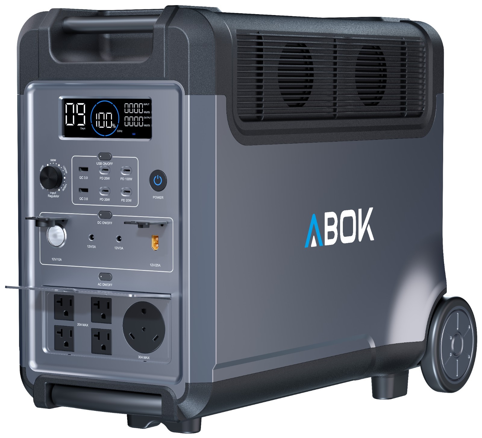 ABOK Ark3600 Portable Power Station, 3840Wh LiFePO₄ Solar Generator, Home Use RV
