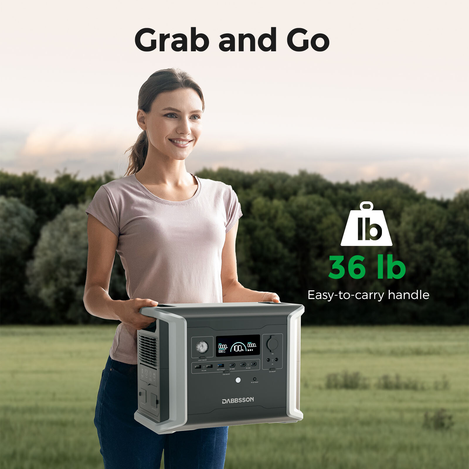 Dabbsson 3030Wh 1200W Power Station Expandable w/ Extra Battery for Home Camping