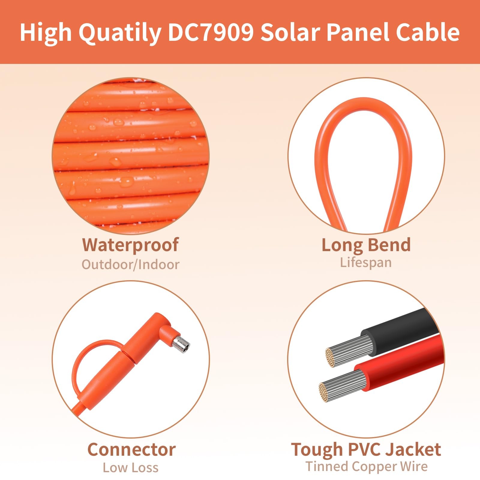mm 5FT DC Extension Cable Male to Female Solar Cable with DC8020 Adapter 14AWG