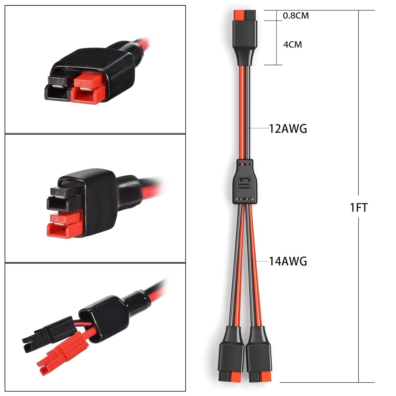 Anderson Y Splitter Cable,12AWG Solar Charging Cable for Solar Generator Power