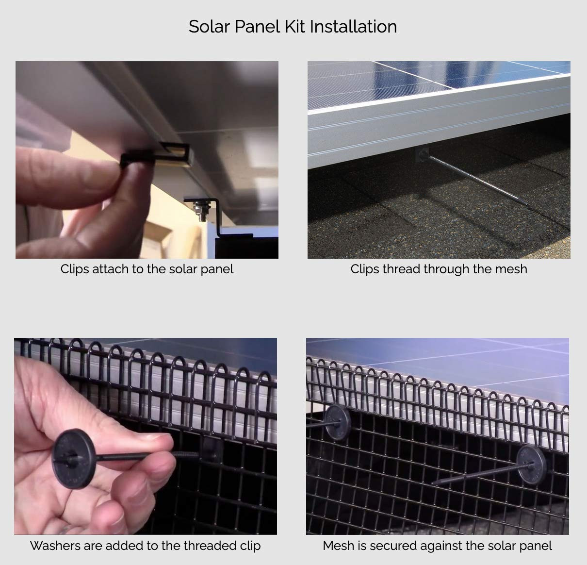 Solar Panel Bird/Critter Guard Fastener Clips | for Attaching Bird and Squirrel