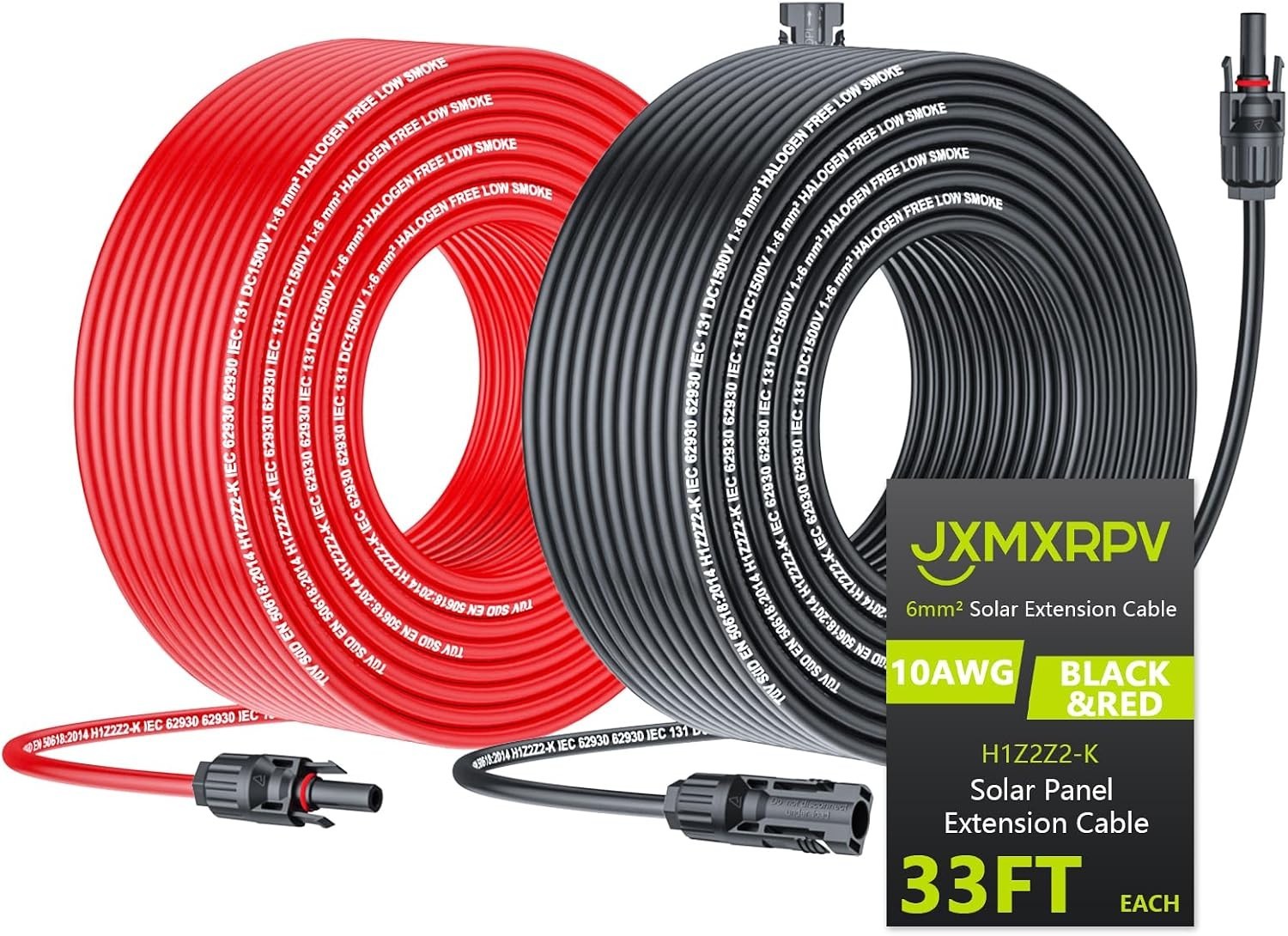 Weather-Resistant 33ft Solar Extension Cable with Fast Charging MC4 Connectors
