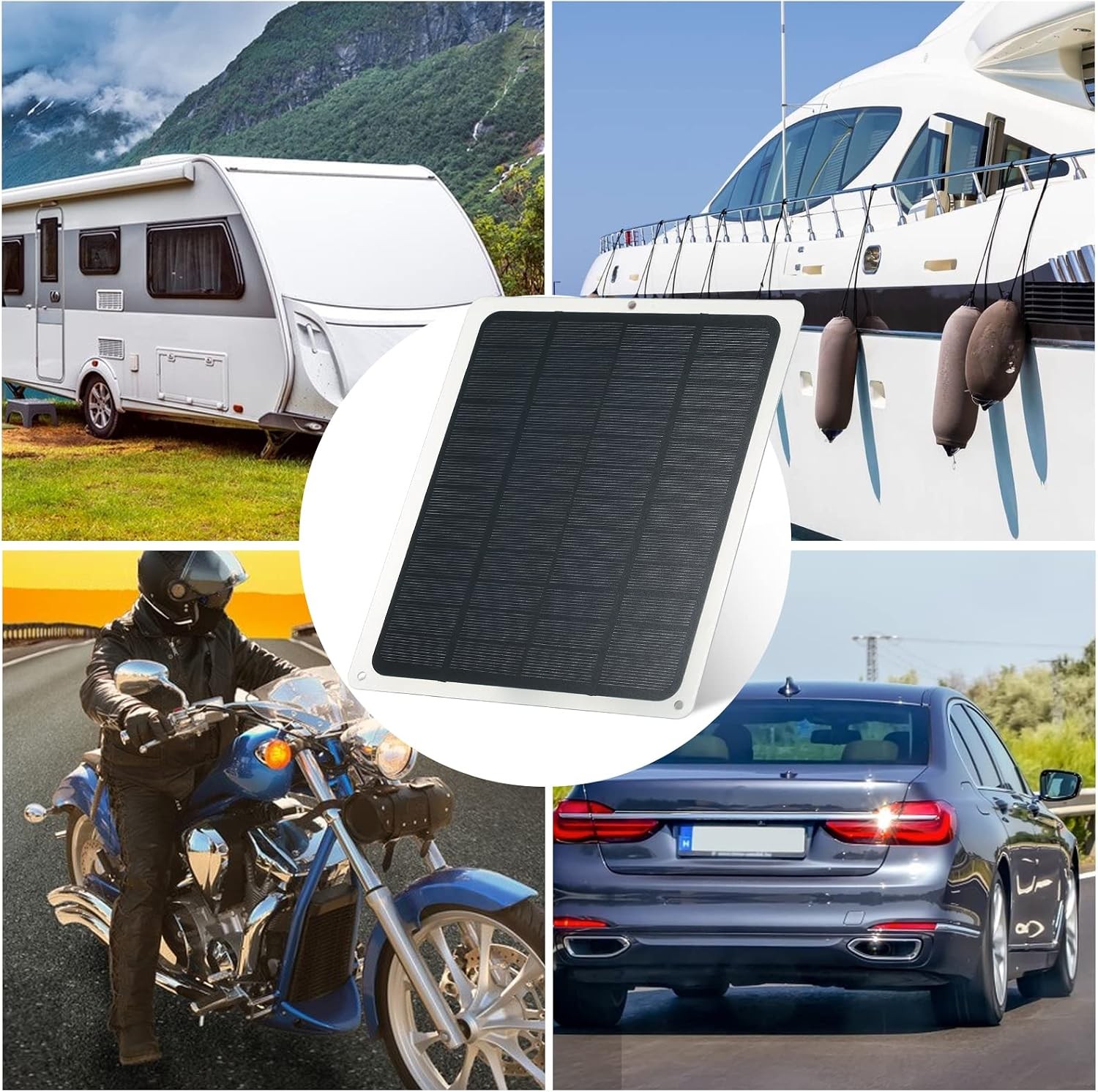 10W Solar Panel 12V Trickle Charge Battery Charger Kit Maintainer Marine RV Car