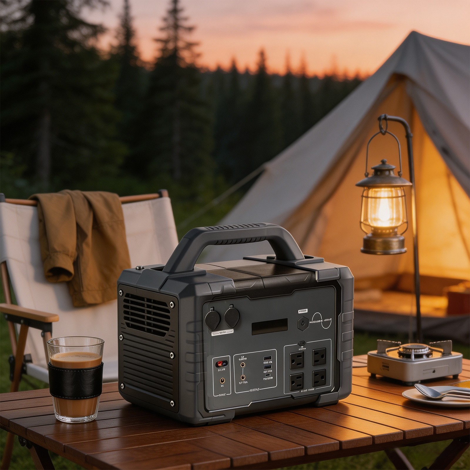 Black 1000W1024Wh LiFePO4 Portable Pure Sine Wave Power Station With Flashlight