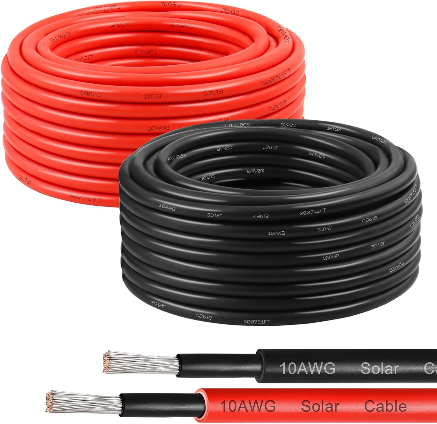 10AWG Solar Wire 6Mm², 2 Pack 30FT Red & Black Solar Panel Cable, 84 Strands Tin