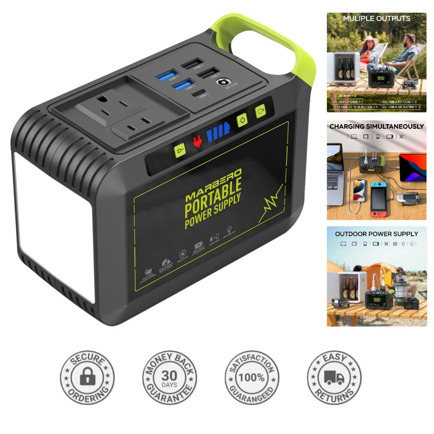 Compact 88Wh Lithium Battery Power Bank with 8 Outputs for Outdoor Adventures