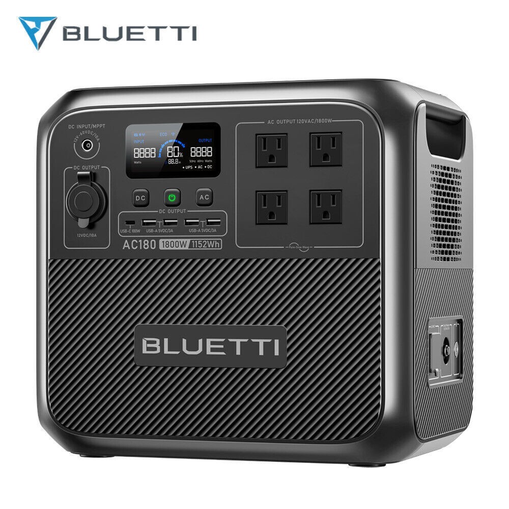 BLUETTI AC180 1800W 1152Wh Portable Power Station Solar Generator for Off-grid