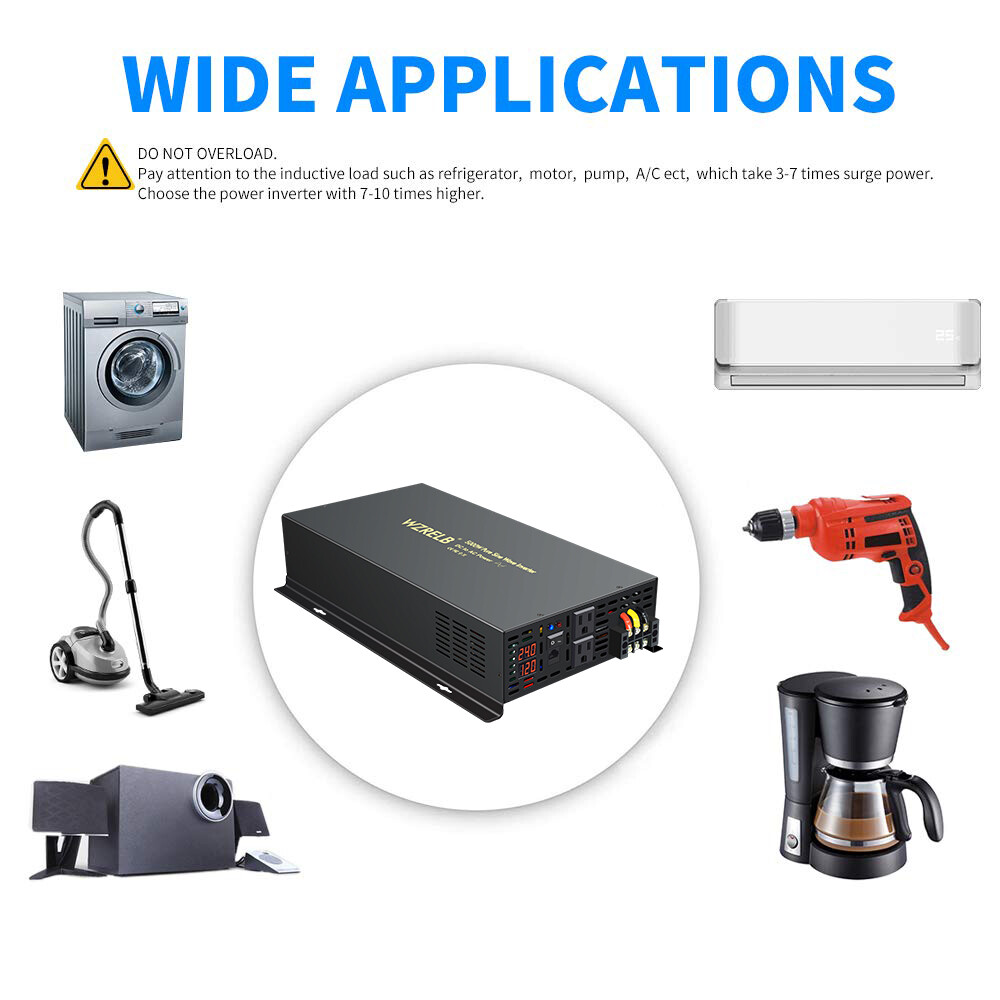 5000w 36V Pure Sine Wave Inverter 110V 120V Solar Power Home Remote Switch Moto