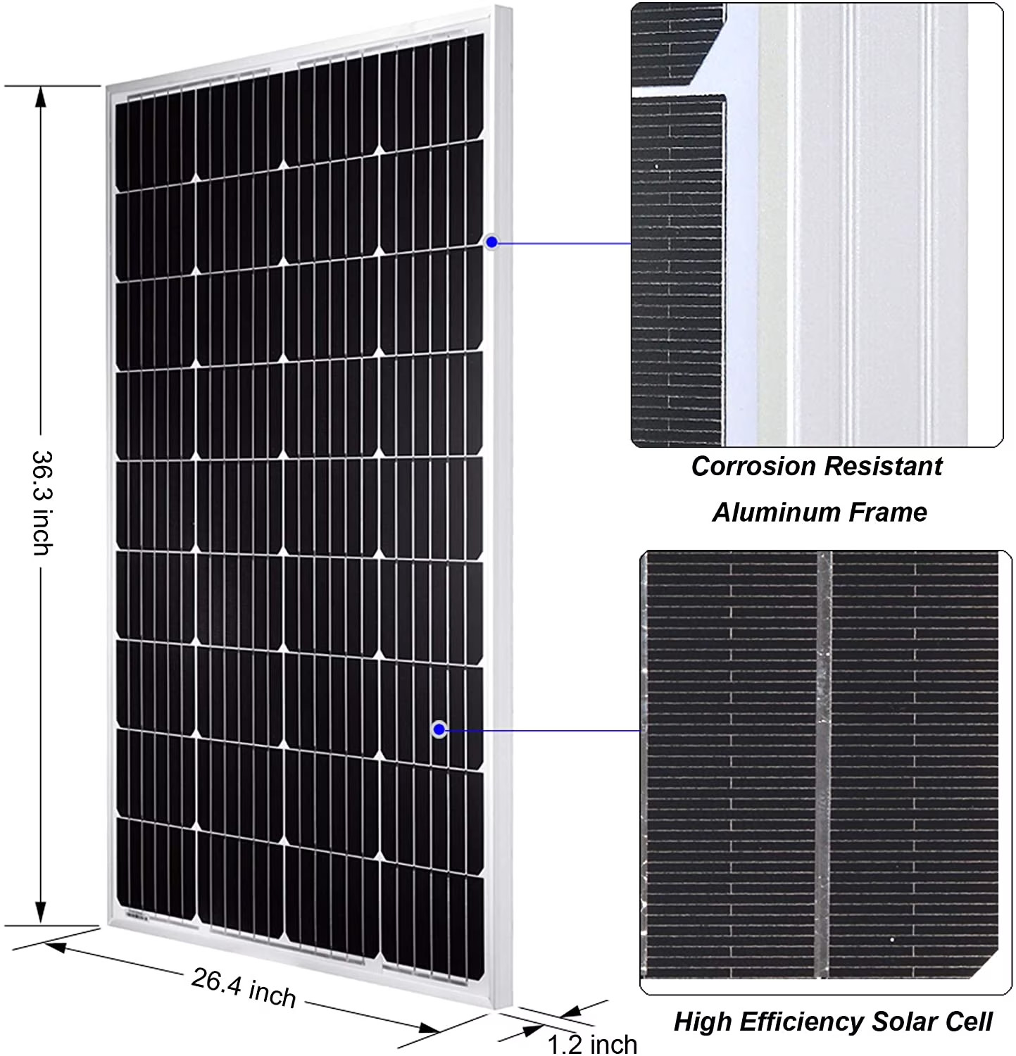 200 Watt 12/24V Solar Panel Kit for RV Boat Home: 2Pcs 100W Monocrystalline Sola