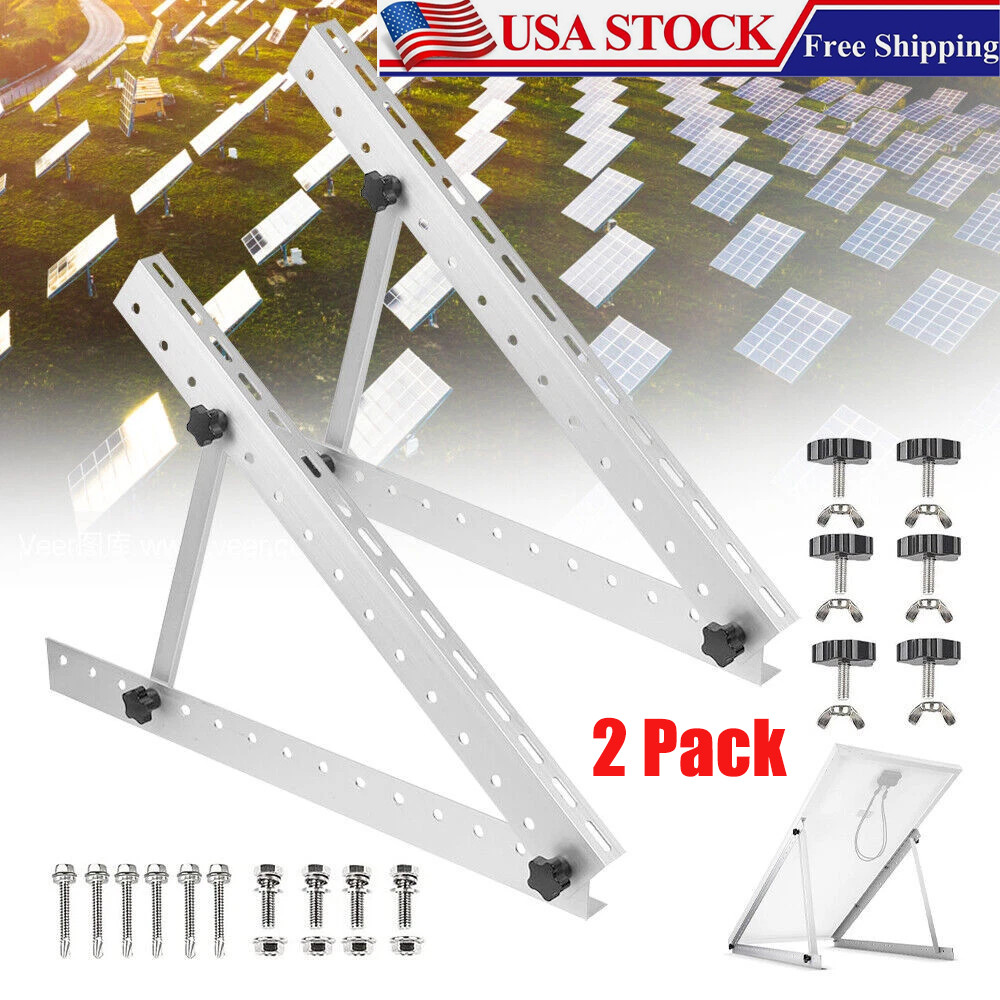 Solar Panel RV Tilt Mount Brackets Kit System Roof Flat Surface Adjustable Frame
