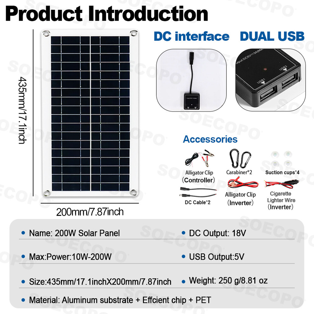 10000W Power Inverter Solar Generator With 200W Solar Panel Home Complete Set