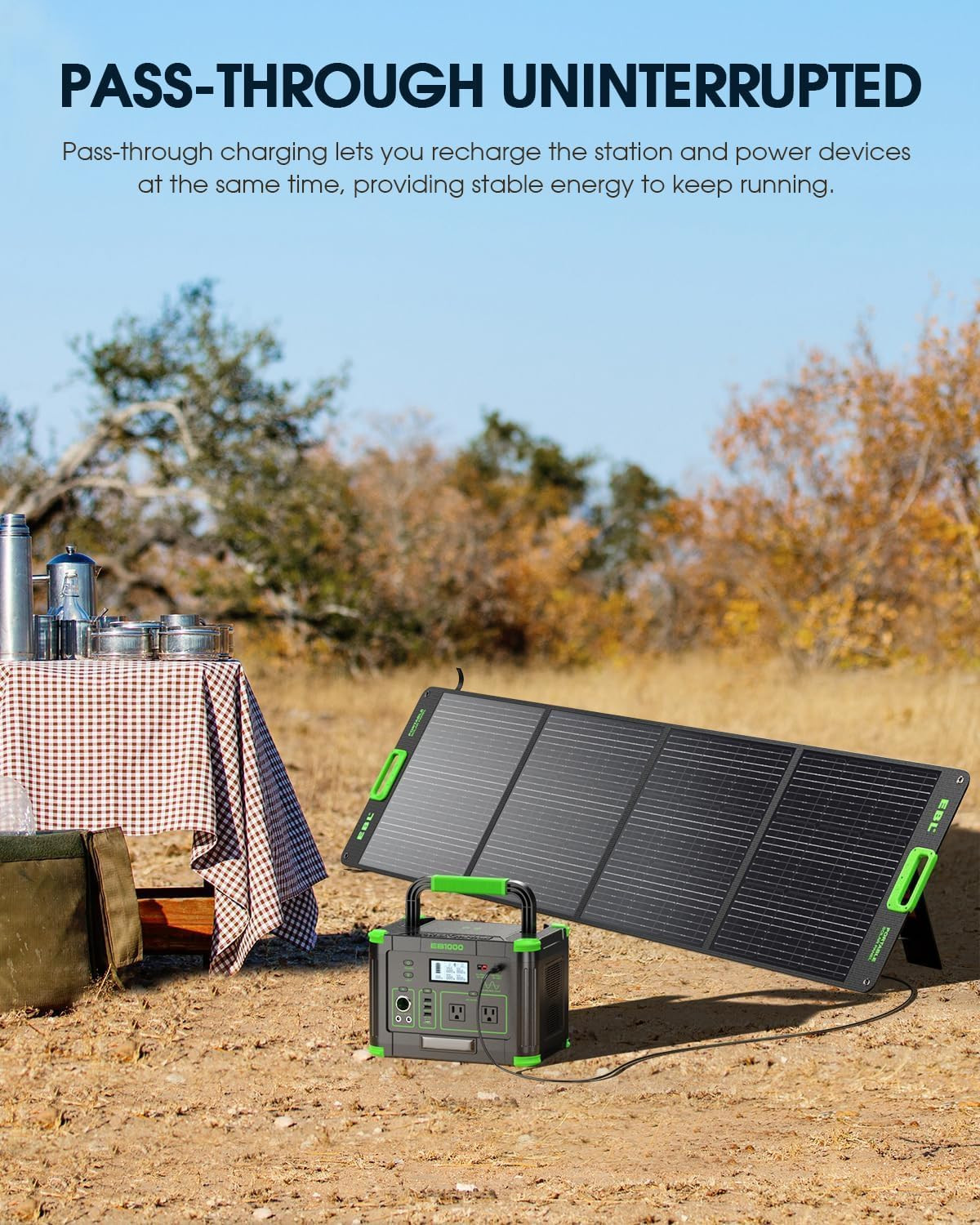 1000W Portable Power Station 999Wh, 110V Pure Sine Wave AC Outlet (2000W Peak),