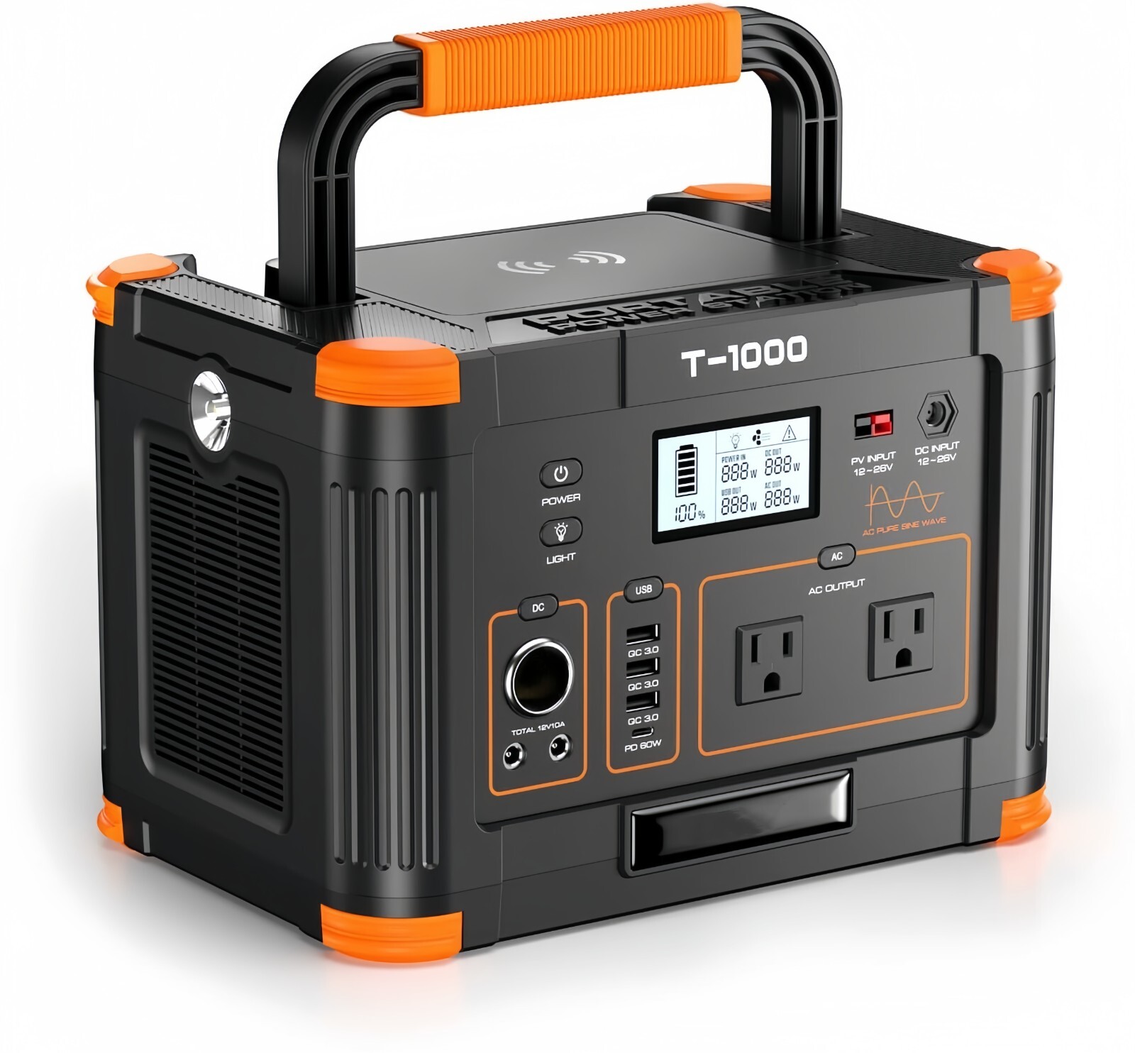 GNC 1000W 999Wh Solar Portable Power Station Generator