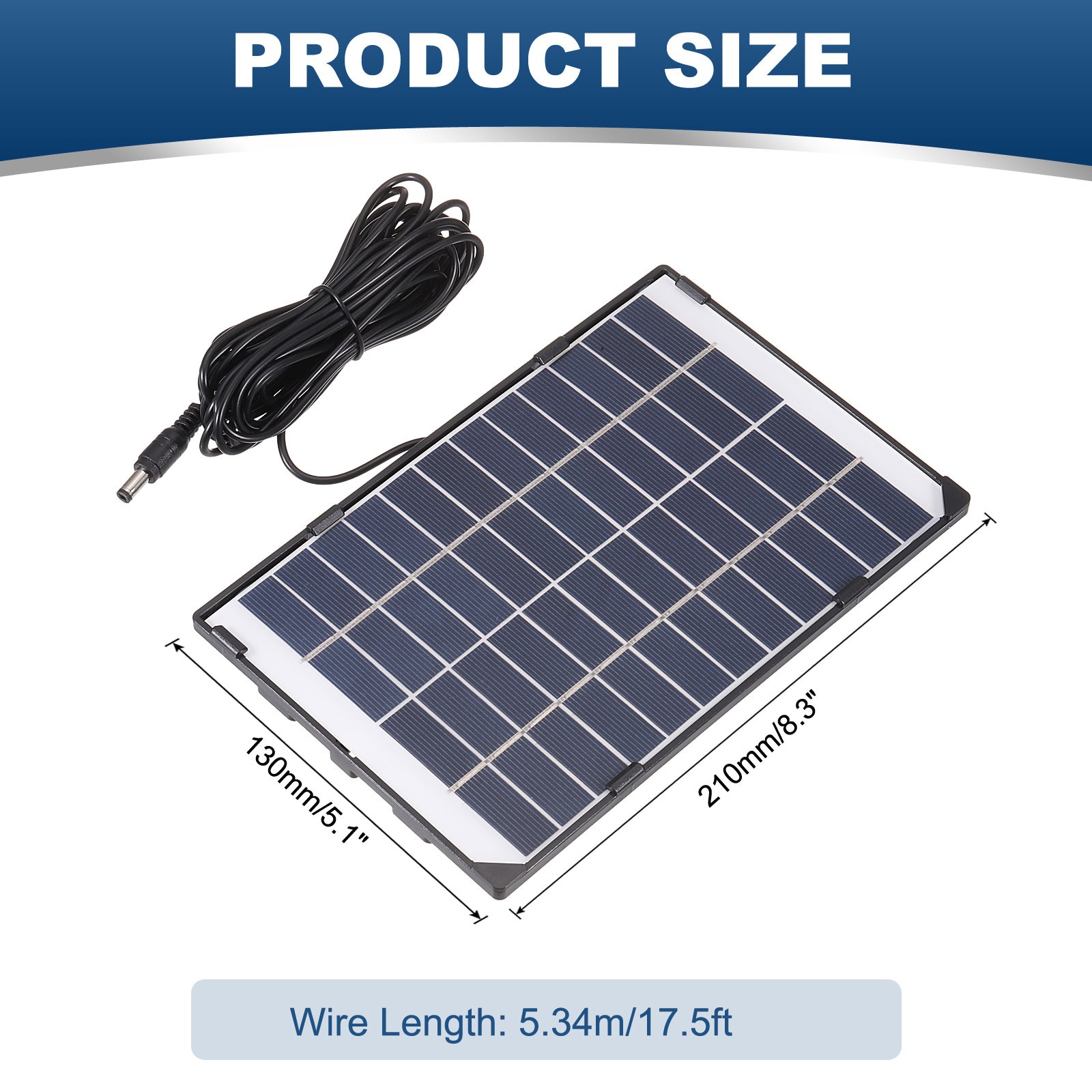 12V 6W 0.5A Solar Panels for Security Camera, DC 5521 Output Solar Panel