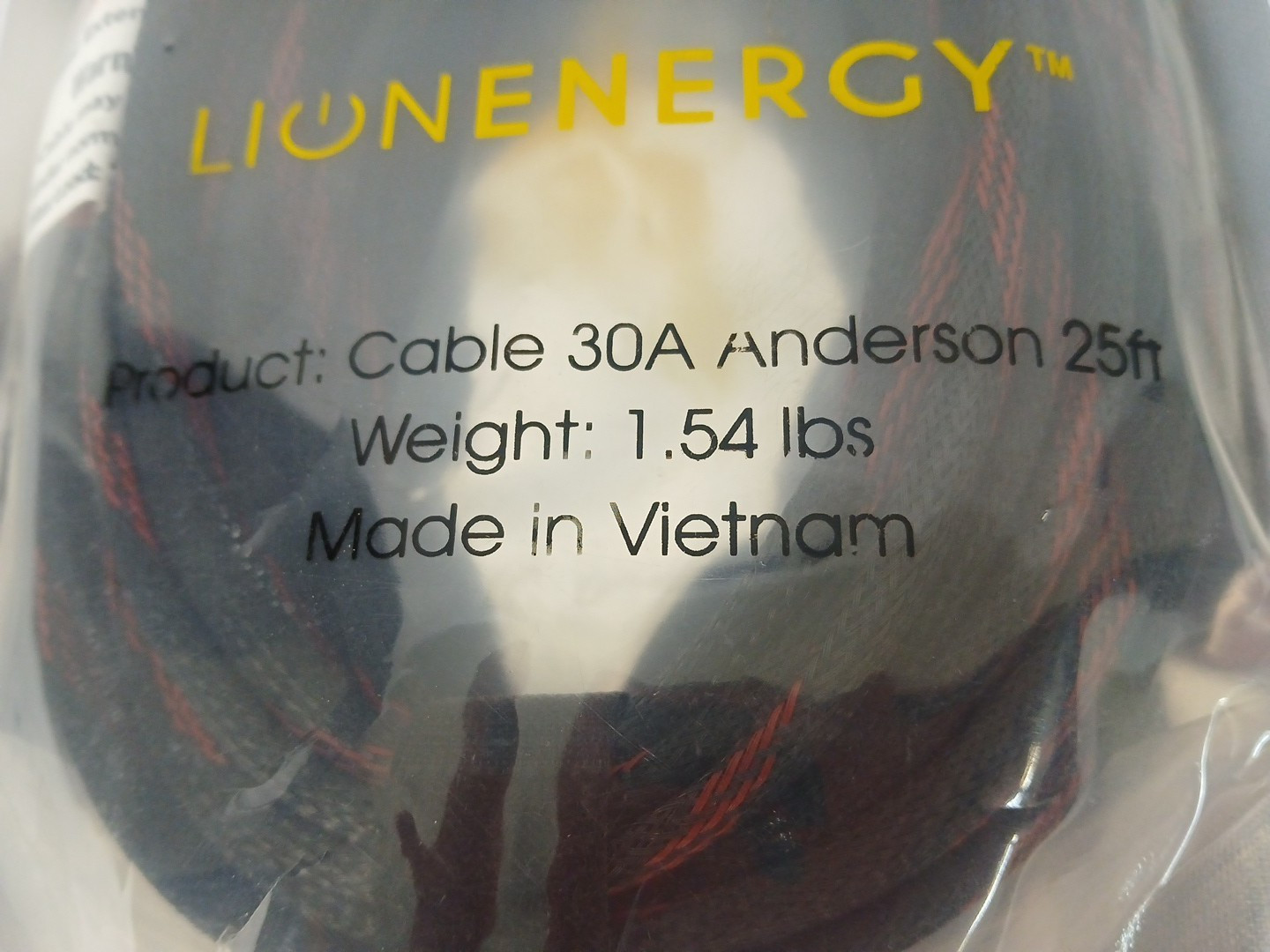 Lion Energy Cable 30A Anderson 25 Ft Extension Solar Batteries RV Off Grid