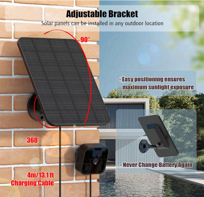 5-Pack Solar Panel for Blink Outdoor 2K+/4/3, XT3 XT2 XT Cam, 13.1ft Cable