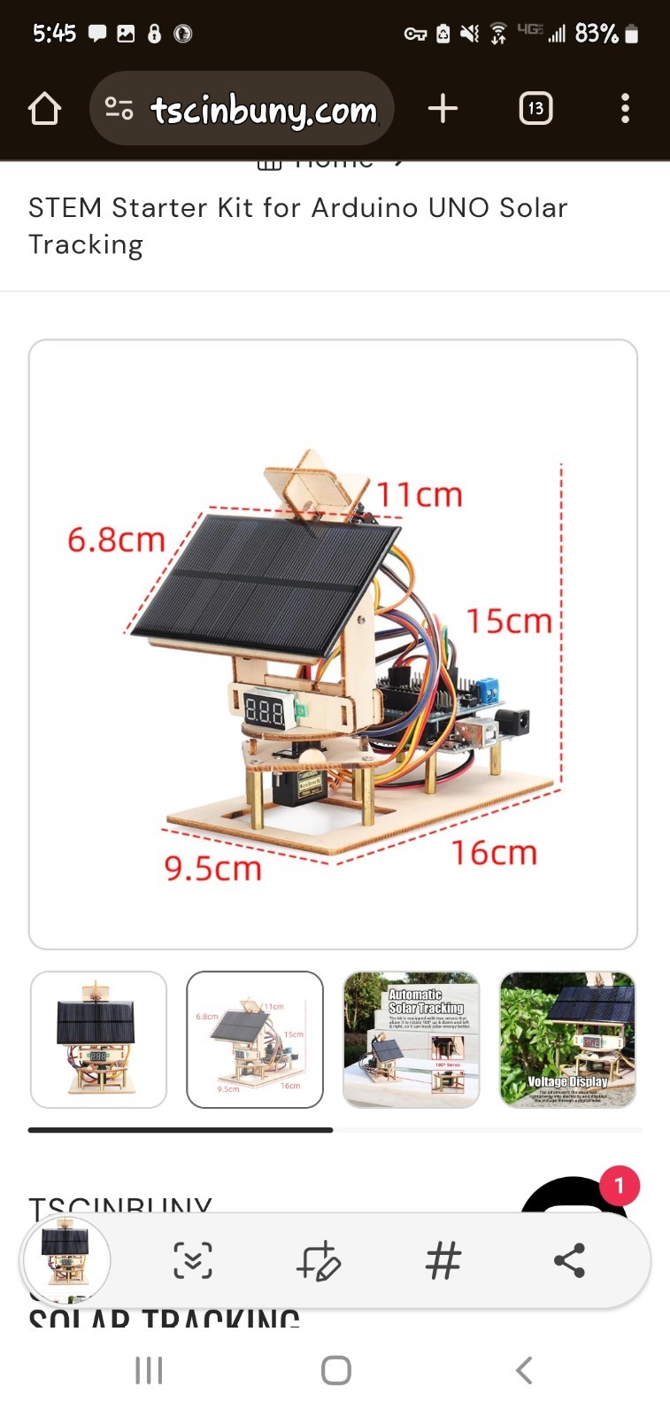 Zhiyi Smart Solar Light Tracking kit great teen gift Kit ZYA0017