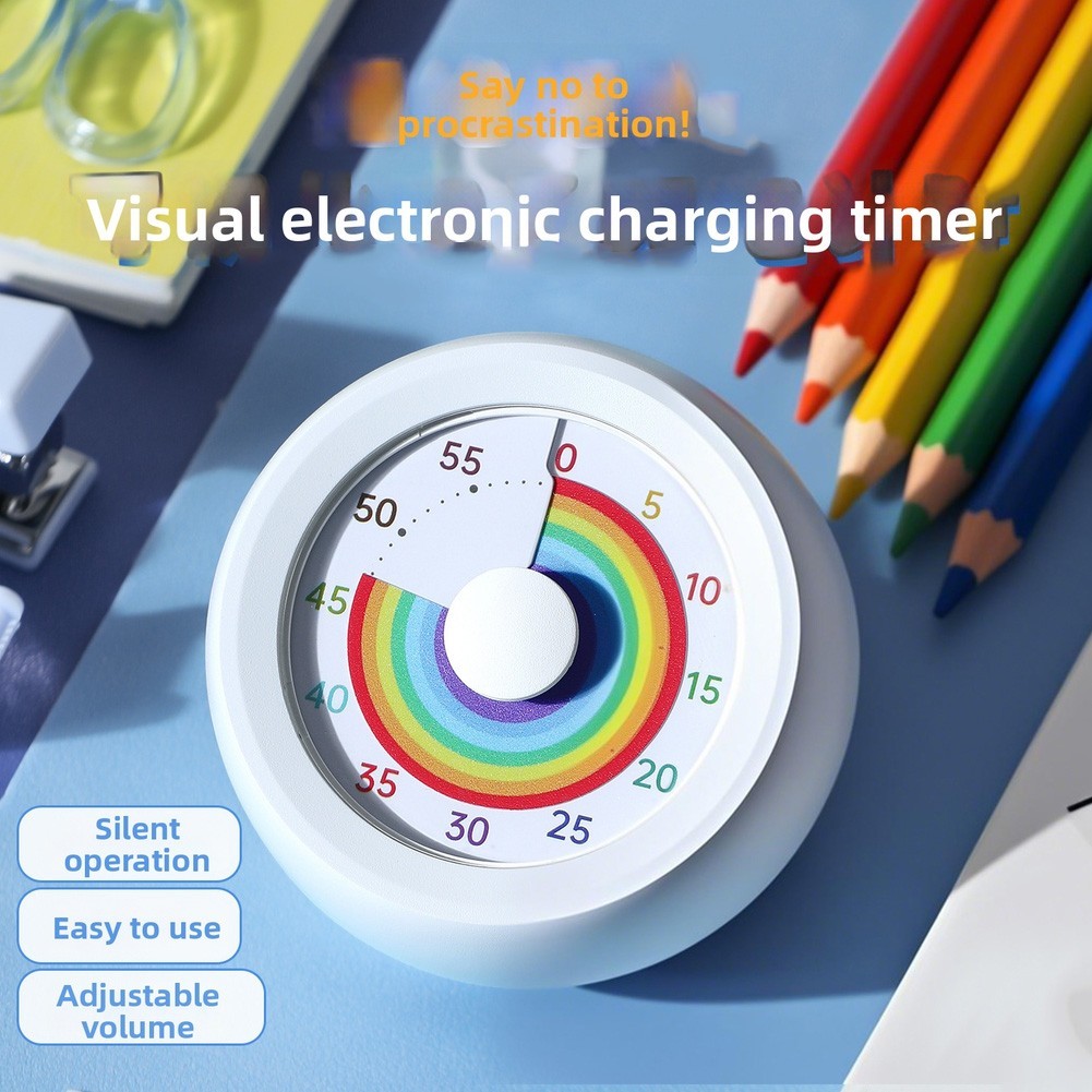 Type C Powered Visual Timer 60 Min Countdown for Kitchen Desk Study Environment