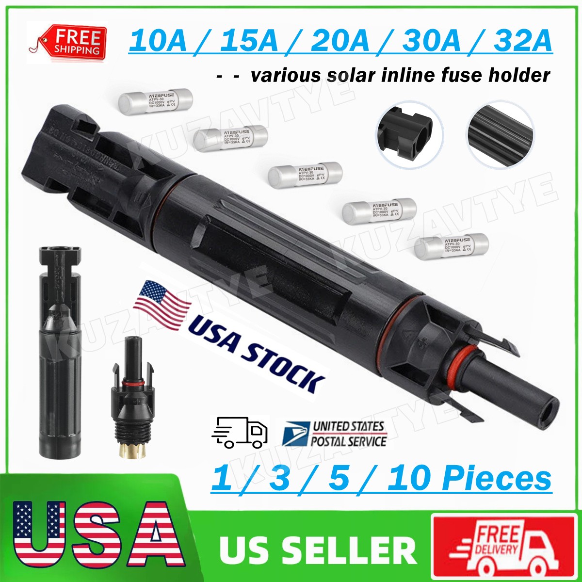 10/15/20/30/32A Waterproof Solar Fuse PV Connector Solar Surge Protection Device