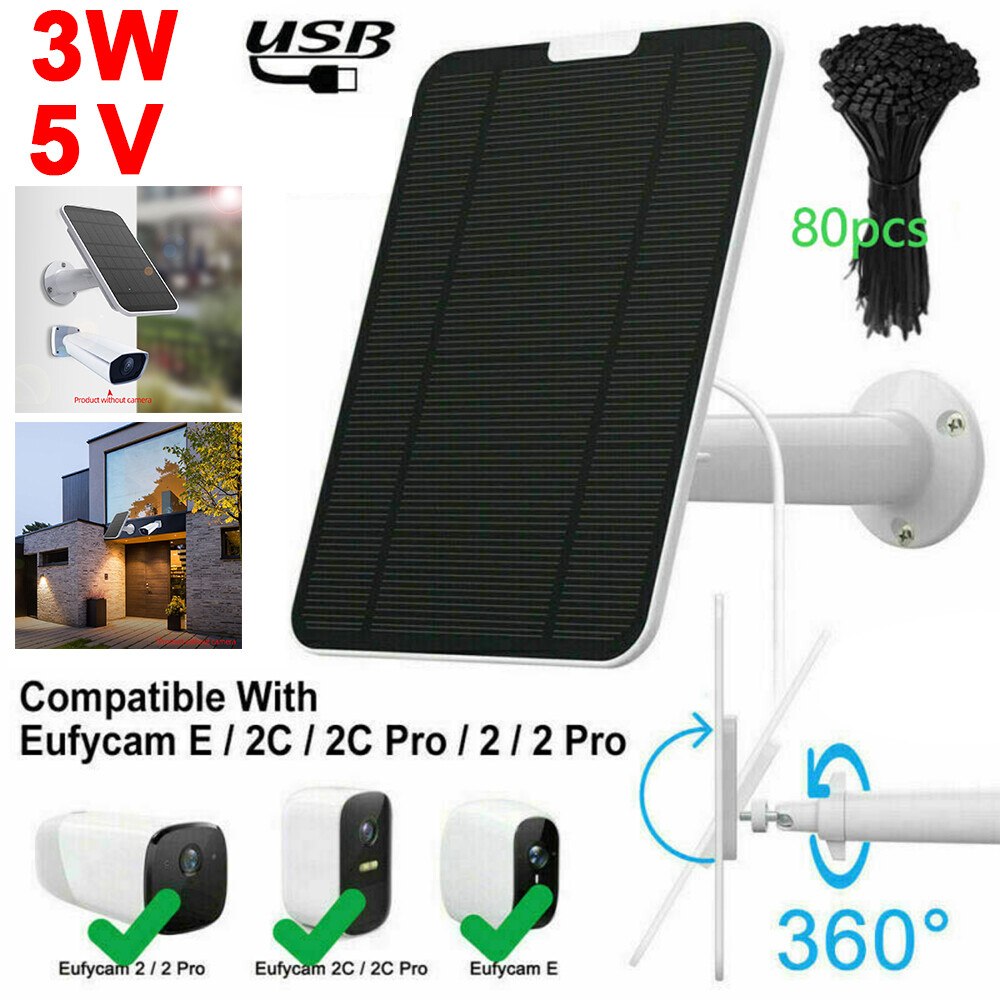 4W Solar Panel for eufyCam eufy Cam 2/2C/2C Pro/E/2 Pro/SoloCam E20 E40 Mount 5V