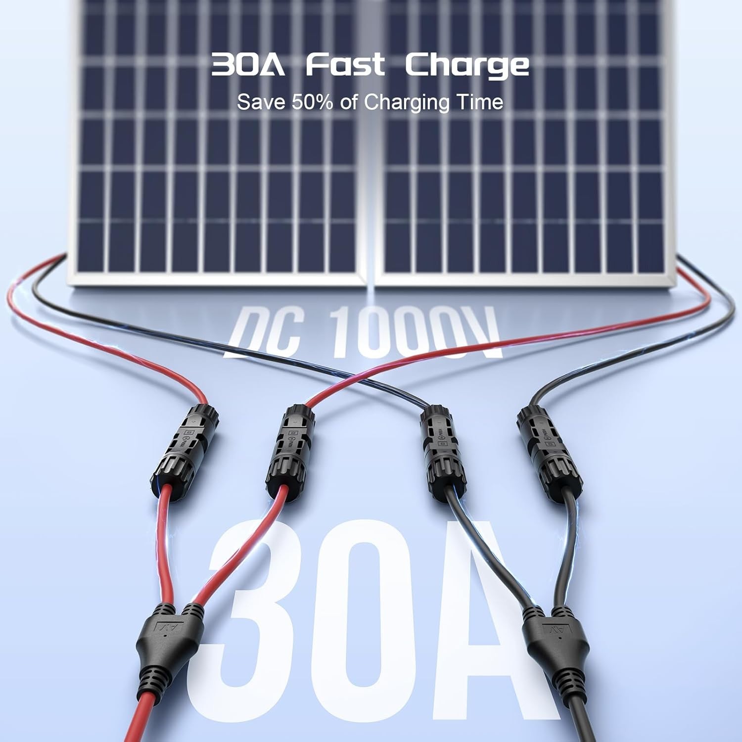 30A Solar Connectors Y-Branch Cable Pair – Fast Charging for Solar Panels