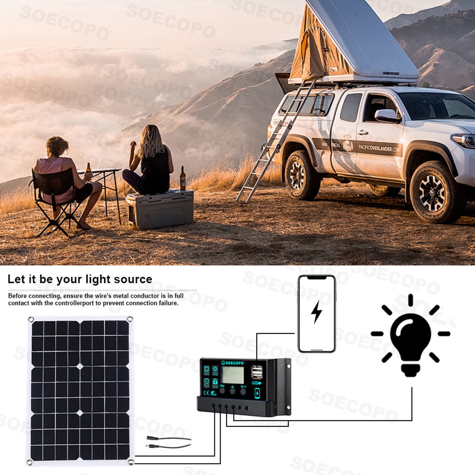 8000W Solar System DC12V/24V to 110V/220V Off-Grid Inverter System 100A 500W
