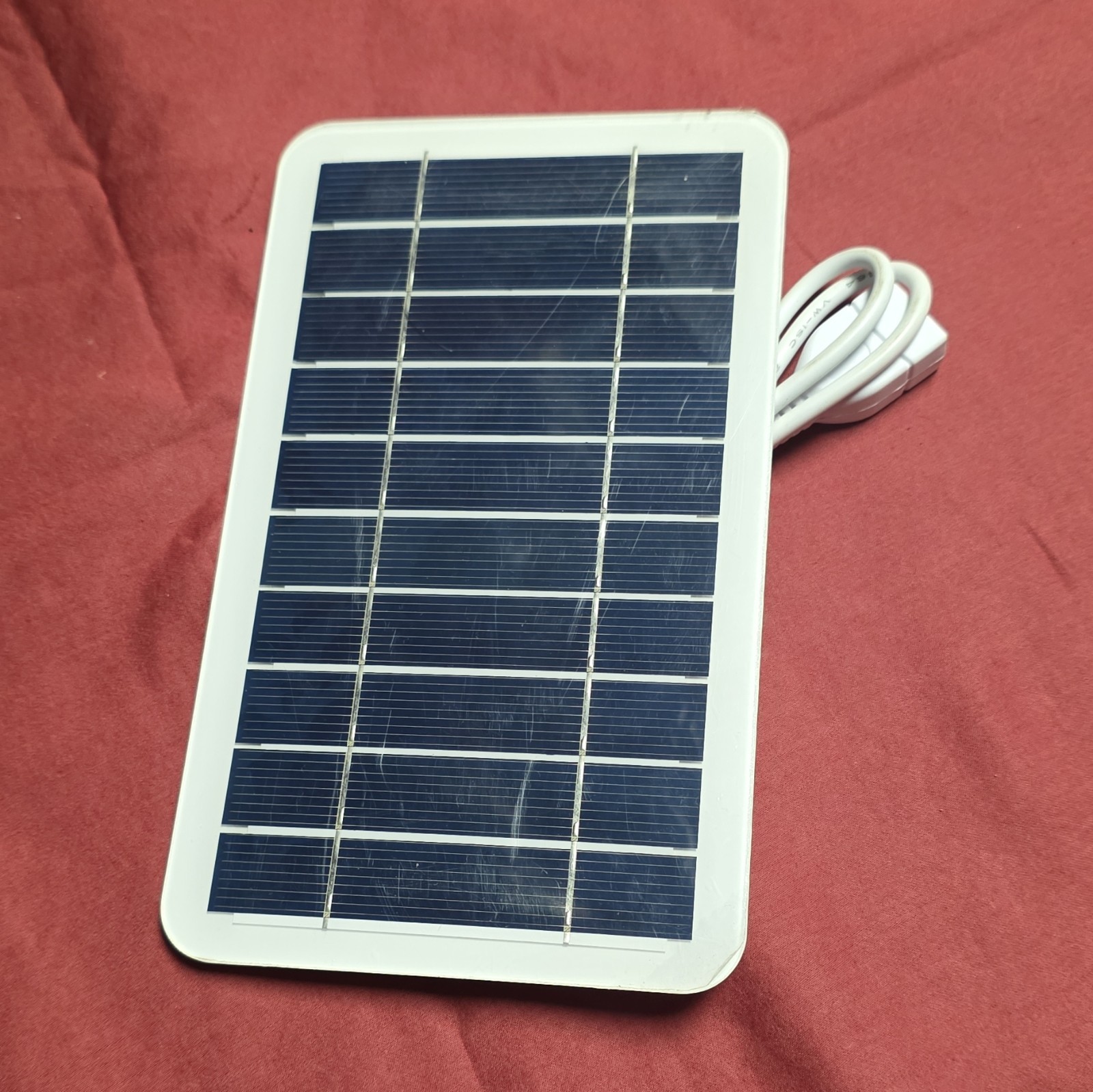 5V Rigid Polycrystalline Solar Panel w/ USB Port Connector Cable White/Blue