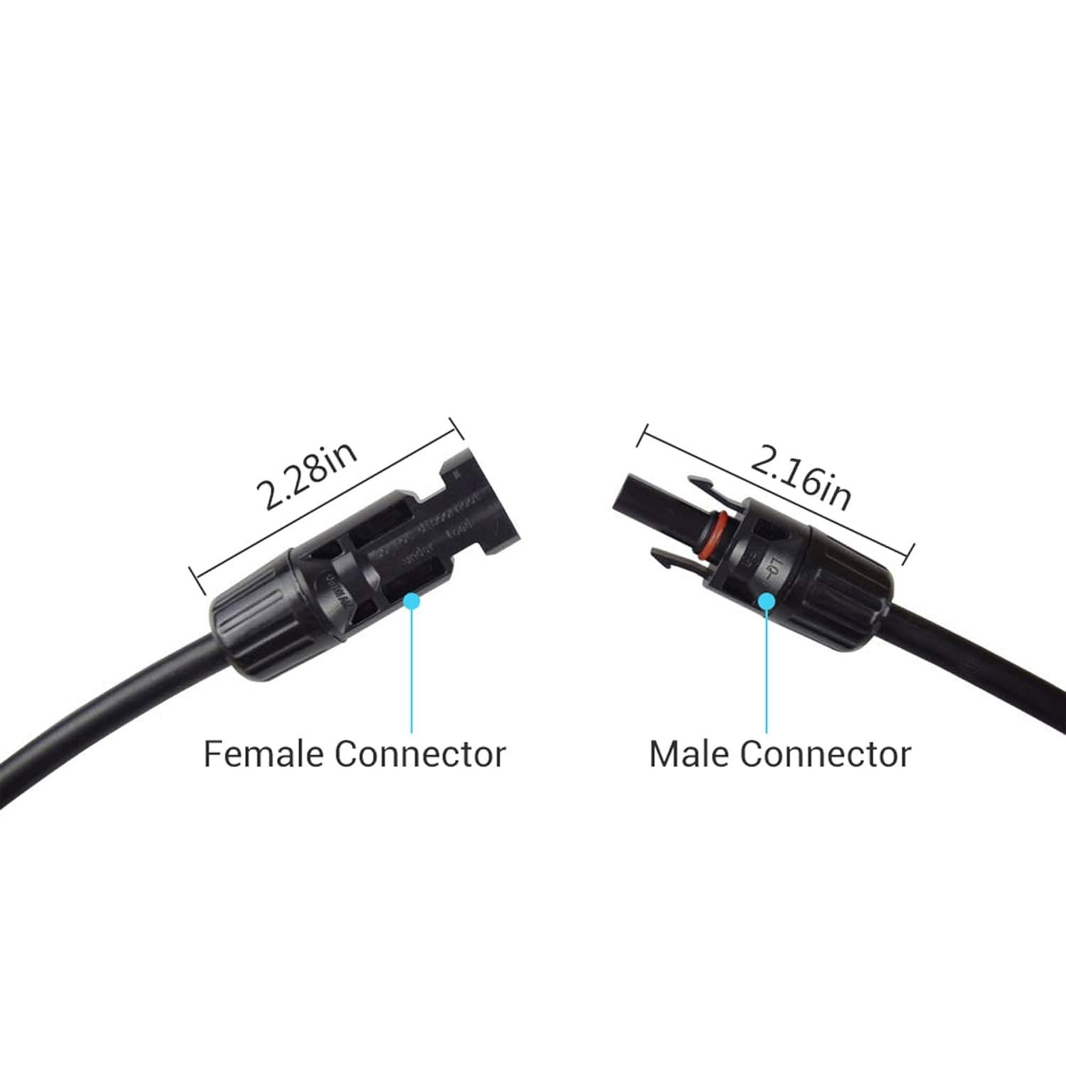 1.5Ft 12AWG Solar Panel Wire Adaptor – Weatherproof Male & Female Connectors