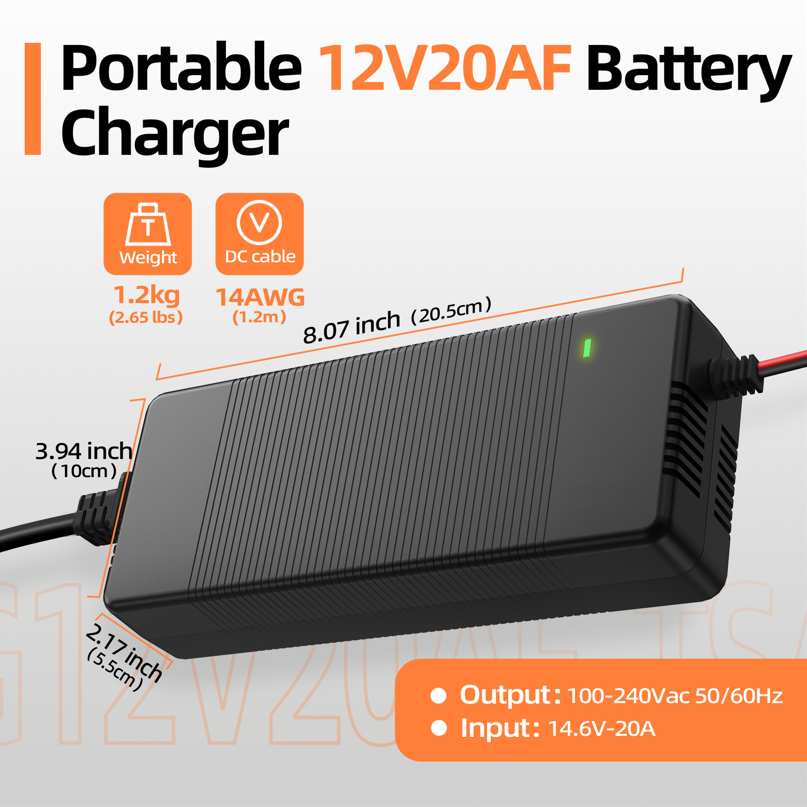 Humsienk 12V 20A LiFePO4 Battery Charger Fast Charging Protection for RV Marine
