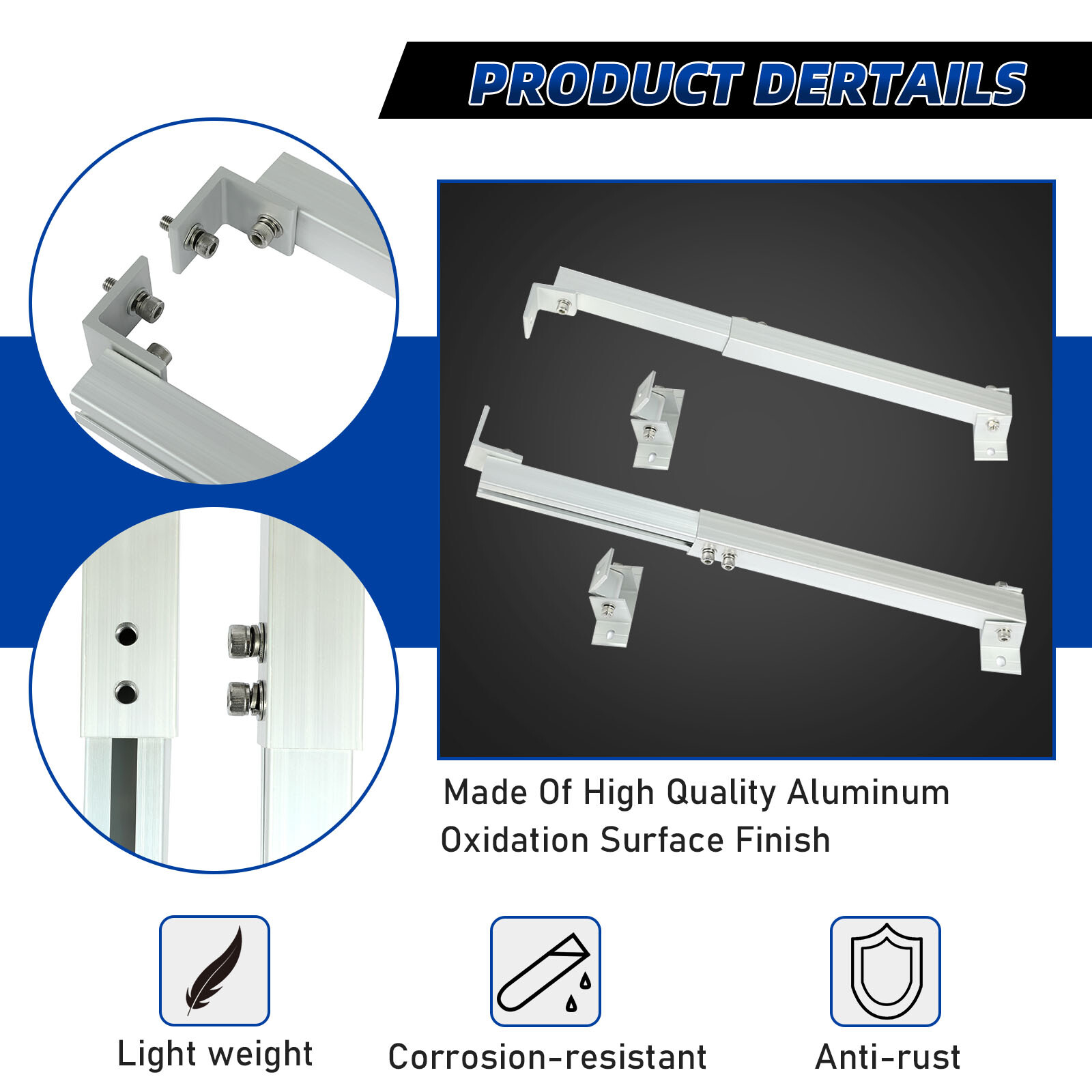 Adjustable Solar Panel Mount Brackets For RV Roof Boat Shed Any Flat Surface