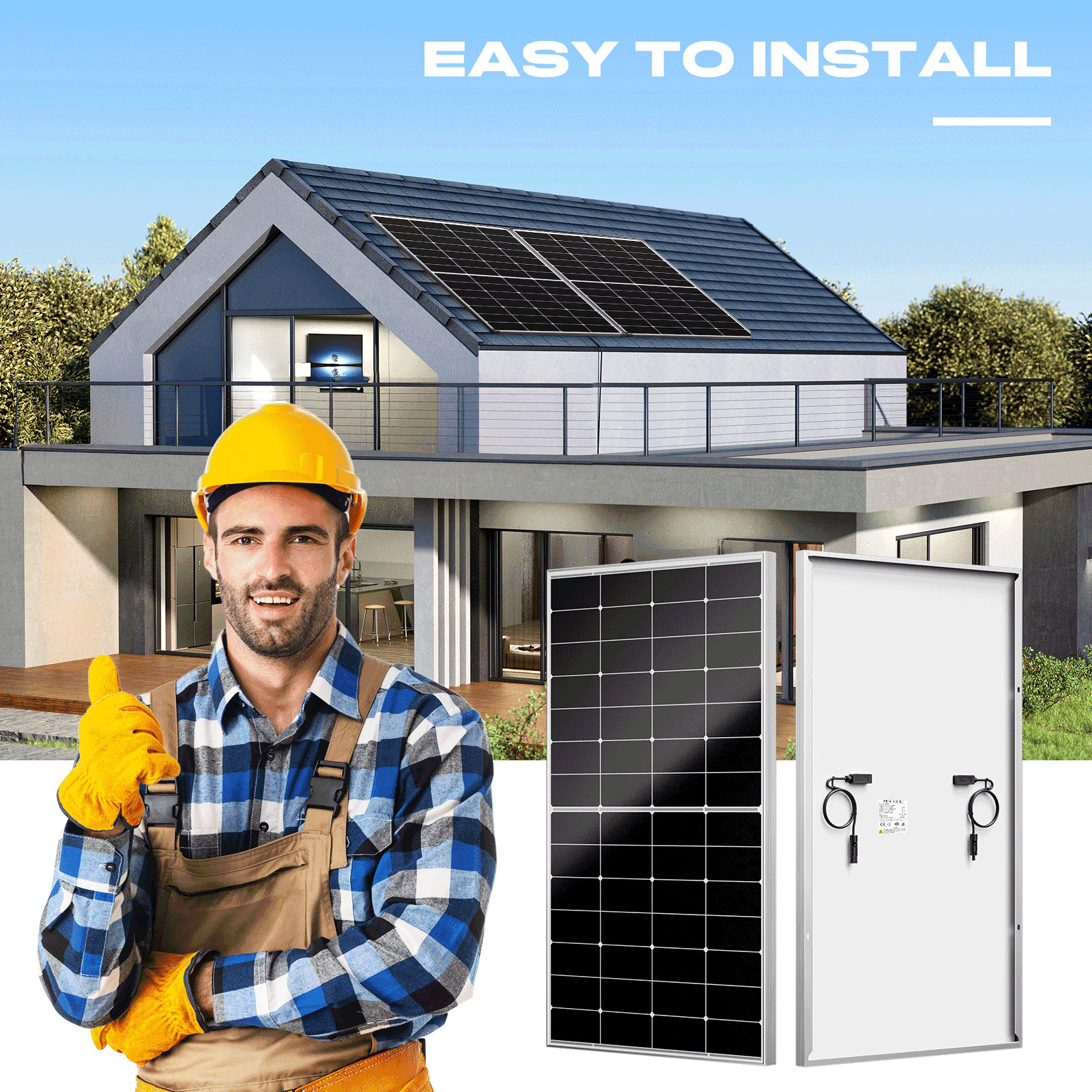 200W 300W Mono Solar Panel Kit 12V Charging Off-Grid Battery Power RV Home Boat