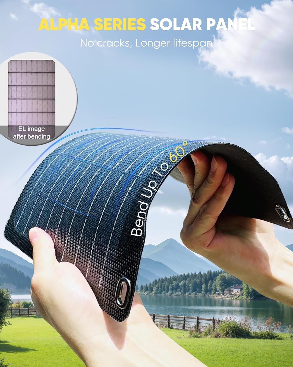 100W Bifacial Portable Solar Panel, Bend Resistant Foldable Solar Panel 100Watt