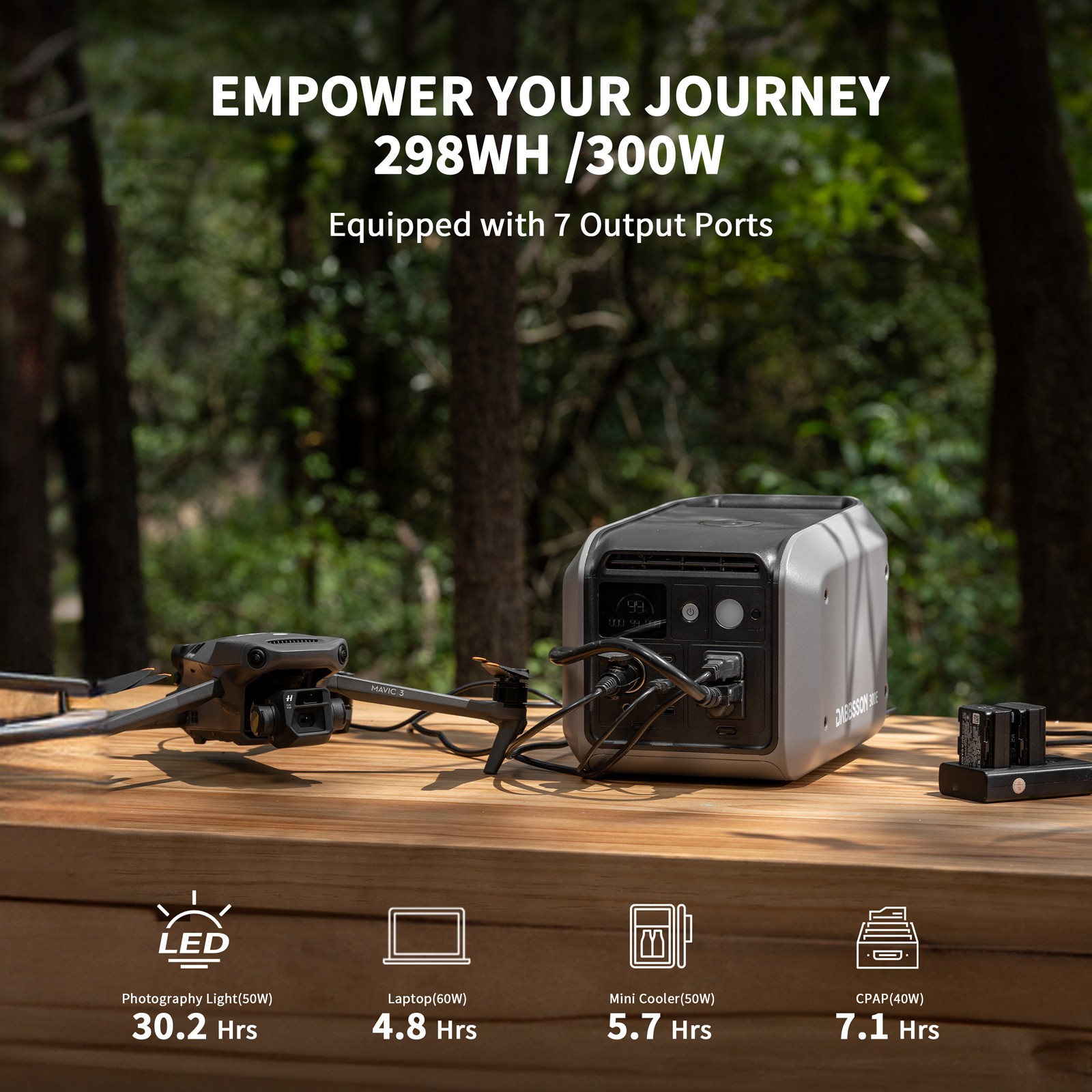 Dabbsson Portable Power Station 298Wh 300W Solar Generator for Camping Back up