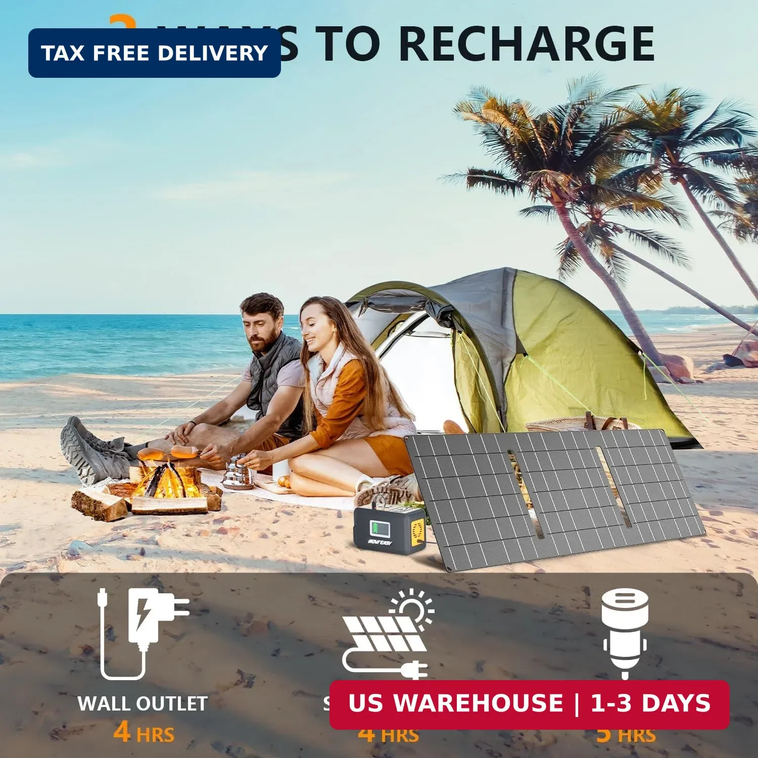 HOWEASY Portable Power Station,120W(240W Peak) Solar Generator,88Wh Lithium Batt